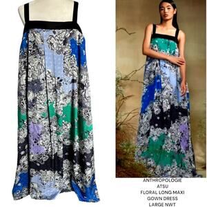 ANTHROPOLOGIE DRESS ATSU FLORAL GARDEN MAXI GOWN SIZE LARGE NWT